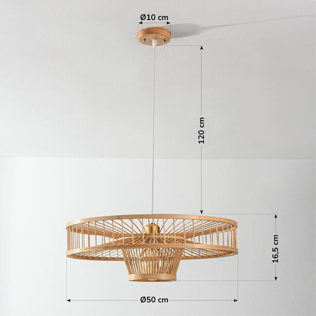 Designer pendant light Solara – bamboo with an open and airy design