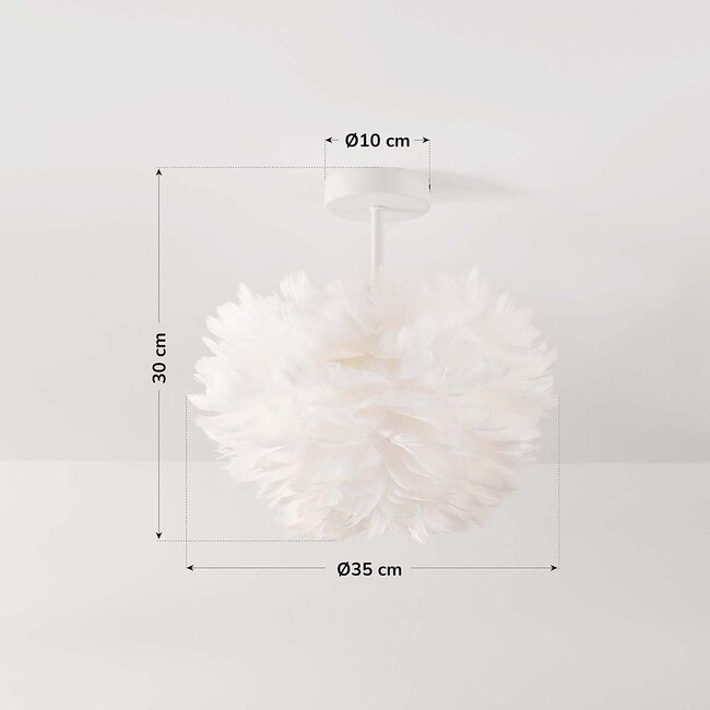 Elegant Roselle ceiling lamp with white feathers