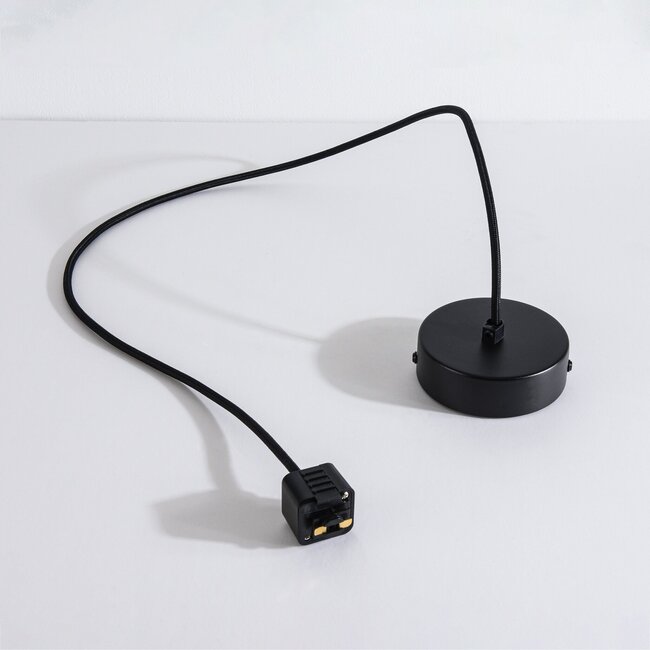 Power feed with ceiling plate for 1-phase track, black (round or square)
