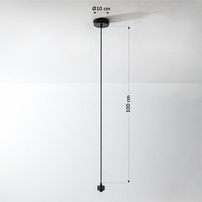 Power feed with ceiling plate for 1-phase track, black (round or square)