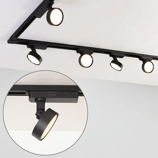 1-phase 3-metre track lighting system with black Colle Spotlights 3000K