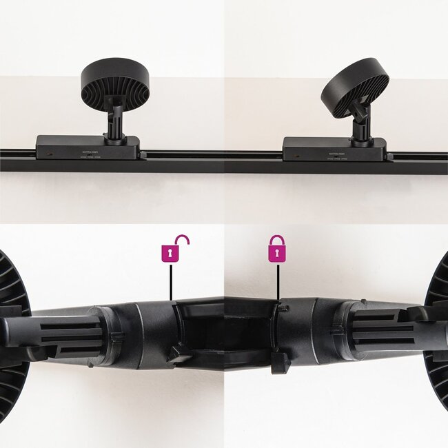 1-phase track lighting system, 1.5 metres, with black Colle spotlights, 3000K