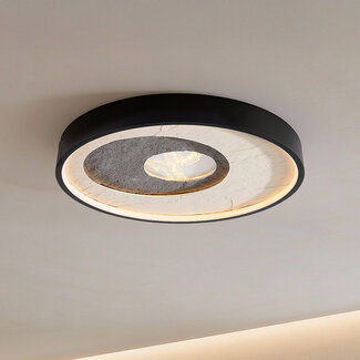 Ceiling light Cercul black with grey and off-white stone effect Ø40 cm and 3-step dimmable