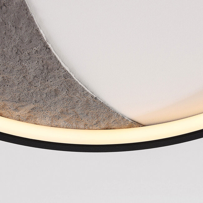 Ceiling light Cercul Ø40 cm with black, grey and white stone effect and 3-step dimmable