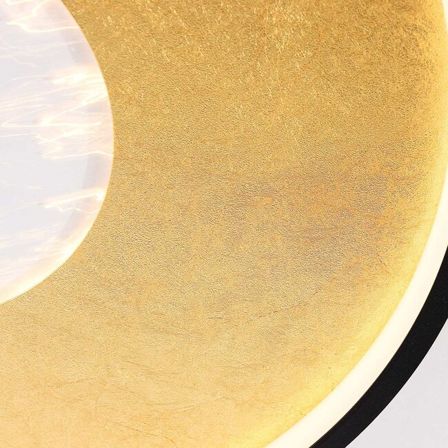 Ceiling light Cercul Ø40 cm black with gold leaf effect and 3-step dimmable