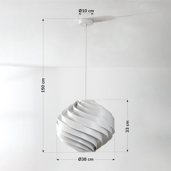 White Perla pendant light with layered iron design