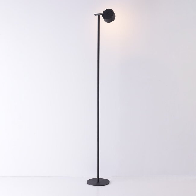 Floor lamp Zinc with rechargeable reading lamp, touch dimmer and integrated LED – black
