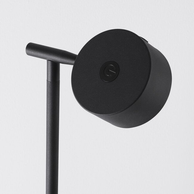 Floor lamp Zinc with rechargeable reading lamp, touch dimmer and integrated LED – black