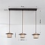 3-light Japandi pendant light Travano - travertine (natural stone) and wood