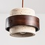 2-light Travé pendant light made of travertine (natural stone) and wood