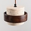 2-light Travé pendant light made of travertine (natural stone) and wood