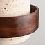 2-light Travé pendant light made of travertine (natural stone) and wood