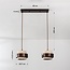 2-light Travé pendant light made of travertine (natural stone) and wood