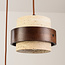 Designer lighting pendant light Travé made of travertine (natural stone) and wood, 3-light