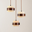 Designer lighting pendant light Travé made of travertine (natural stone) and wood, 3-light