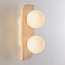 2-light wall lamp Artea in travertine (natural stone) with glass globes