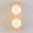 2-light wall lamp Artea in travertine (natural stone) with glass globes