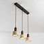 Japandi pendant light with three travertine (natural stone) shades and wood accents - Muro