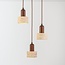 3-light Japandi pendant light Muro - travertine (natural stone) and wood