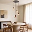 Japandi pendant light Muro made of travertine (natural stone) and wood, 4 lights