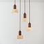 4-light Japandi pendant light Muro - travertine (natural stone) and wood