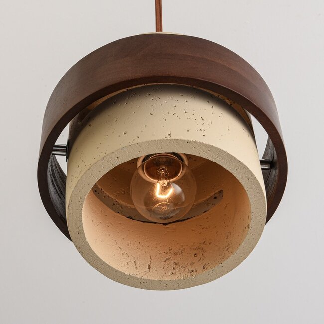 4-light pendant light Mavero made of cement and wood