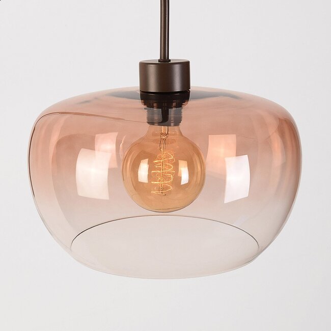 Wall light Dasha in brown with swivel, extendable arm and brown ombre glass