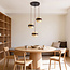 Round pendant light Mavero made of cement and wood, 3-lights