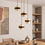 Mavero round pendant light in cement and wood, 4-light