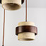 Round pendant light Mavero - cement and wood, 4-lights