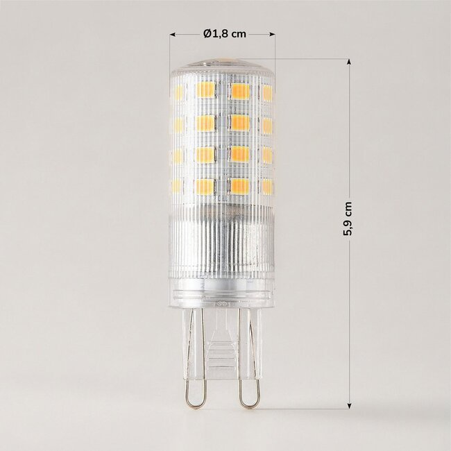 Dimmable G9 LED bulb, clear, 2700K, 4.4W