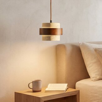 1-light pendant light Mavero made of cement and wood