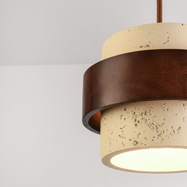 1-light pendant light Mavero made of cement and wood
