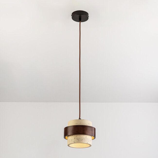 1-light pendant light Mavero - cement and wood