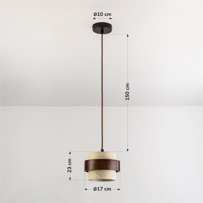 1-light pendant light Mavero made of cement and wood