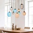 Designer pendant light Zavari with 9 globes in amber, smoked and blue glass