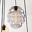 Designer pendant light Zavari with 9 globes in amber, smoked and blue glass