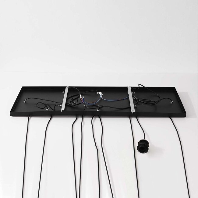 Pendant light Zavari design with 9 glass spheres in amber, smoke and blue