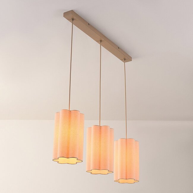 3-light modern pendant light Orza in beige linen