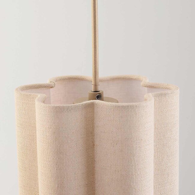 3-light modern pendant light Orza in beige linen