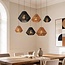 6-light pendant light Ivero made of paper cord in black and brown