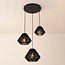 Pendant light Ivera 3-light in black paper rope