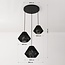 3-light pendant light Ivera - black woven rope