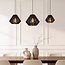 Modern Ives pendant light made of black paper cord, 3-light design