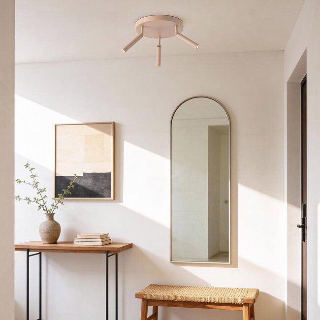 Ceiling light Dora in beige with three adjustable spotlights