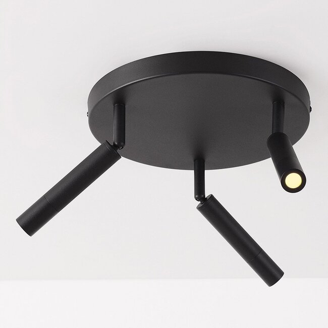 Black ceiling lamp Dora with three adjustable spotlights