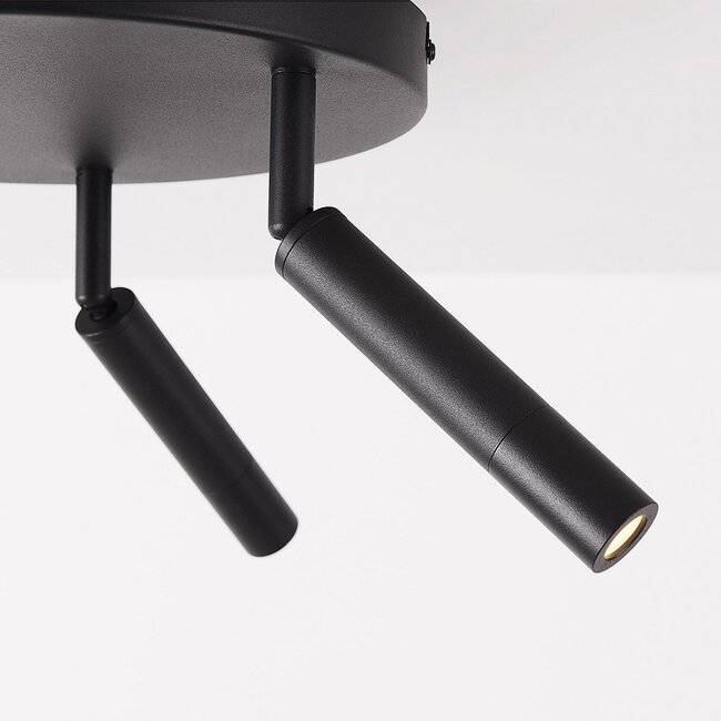Black ceiling lamp Dora with three adjustable spotlights