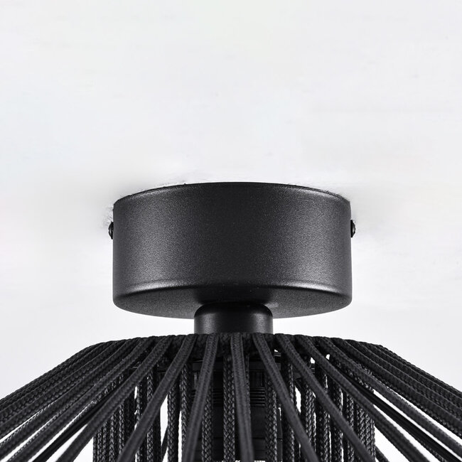 Bathroom lamp Woven from braided rope - black