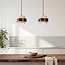 2-light Travé pendant light made of travertine (natural stone) and wood