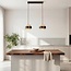 2-light Travé pendant light made of travertine (natural stone) and wood